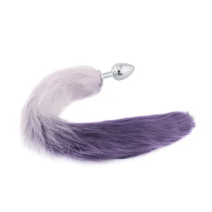 Purple/White Gradient Fox Tail With Plug-Shaped Metal Tip