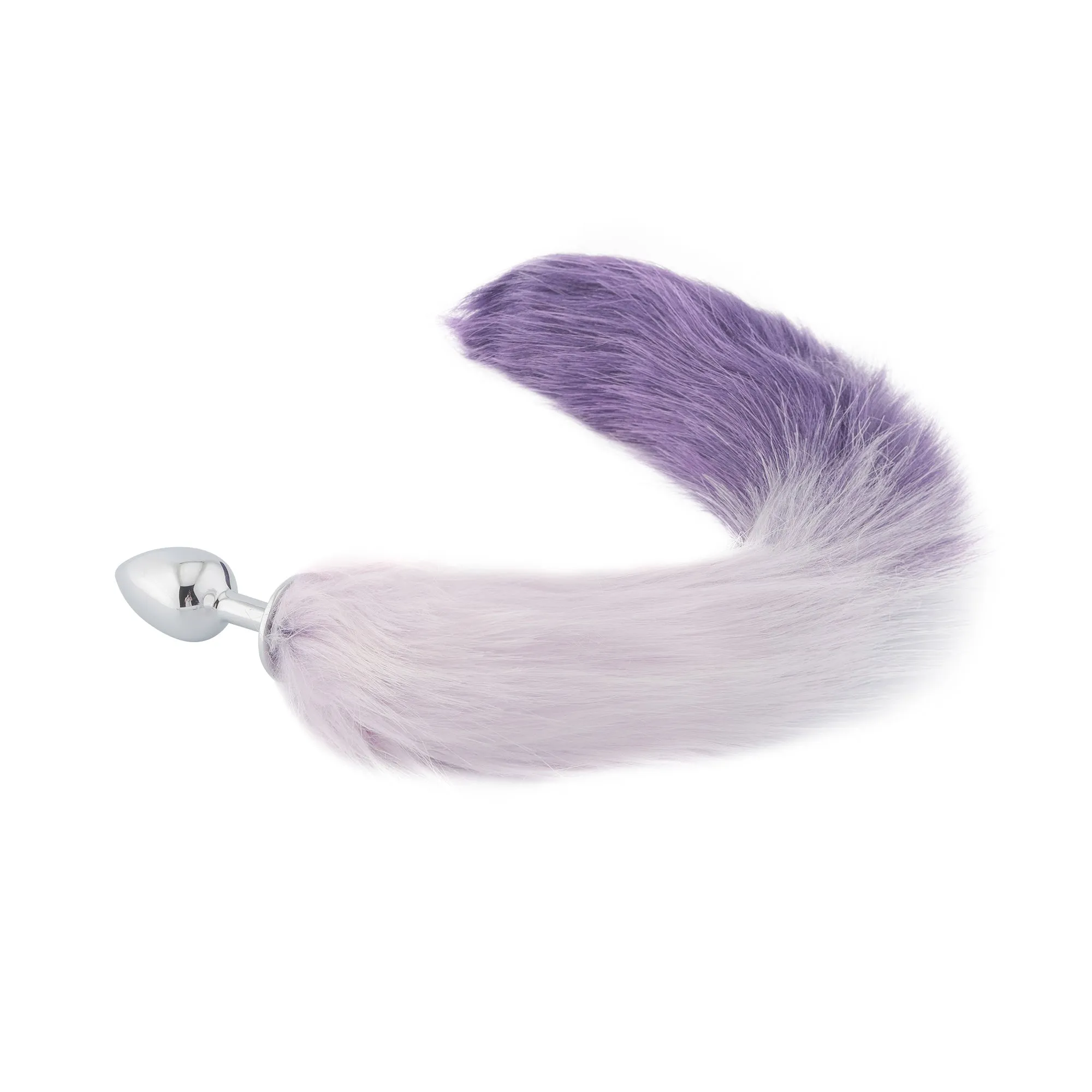 Purple/White Gradient Fox Tail With Plug-Shaped Metal Tip