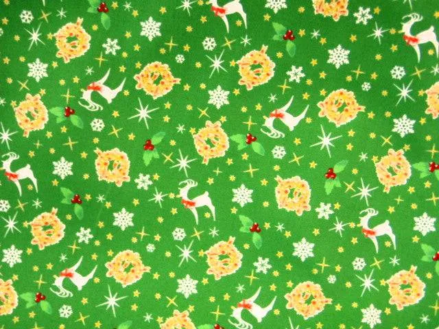 Reindeer Wreath Christmas  - Cotton Poplin Patchwork