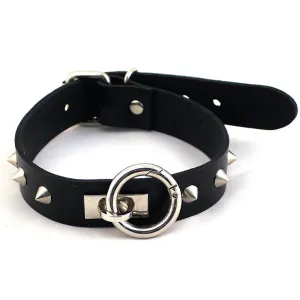 Rouge O-Ring Studded Collar (Thinner) Black