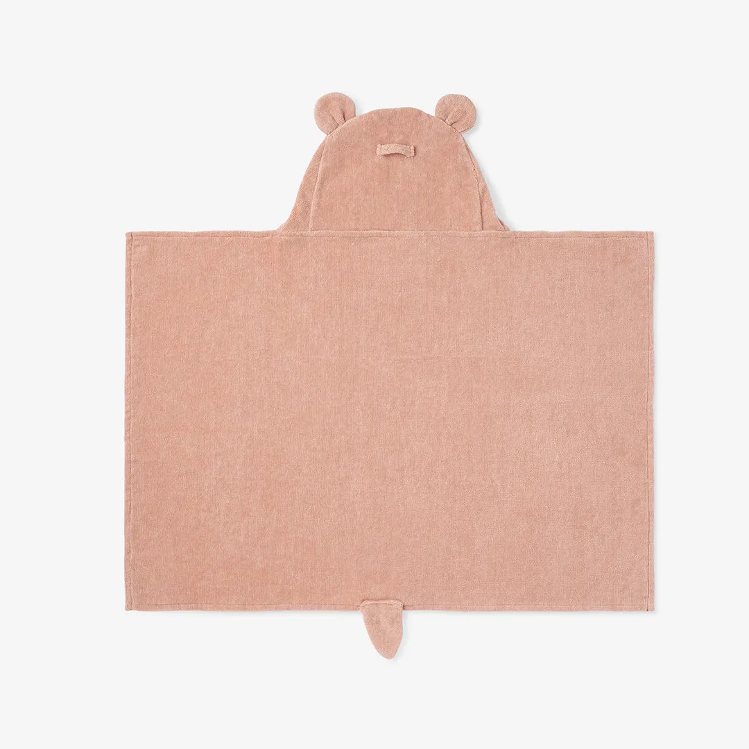 Rust Bear Hooded Baby Bath Wrap