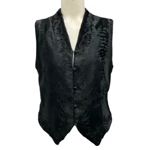 Saks Fifth Avenue Black Embroidered Broad Tail Fur Vest