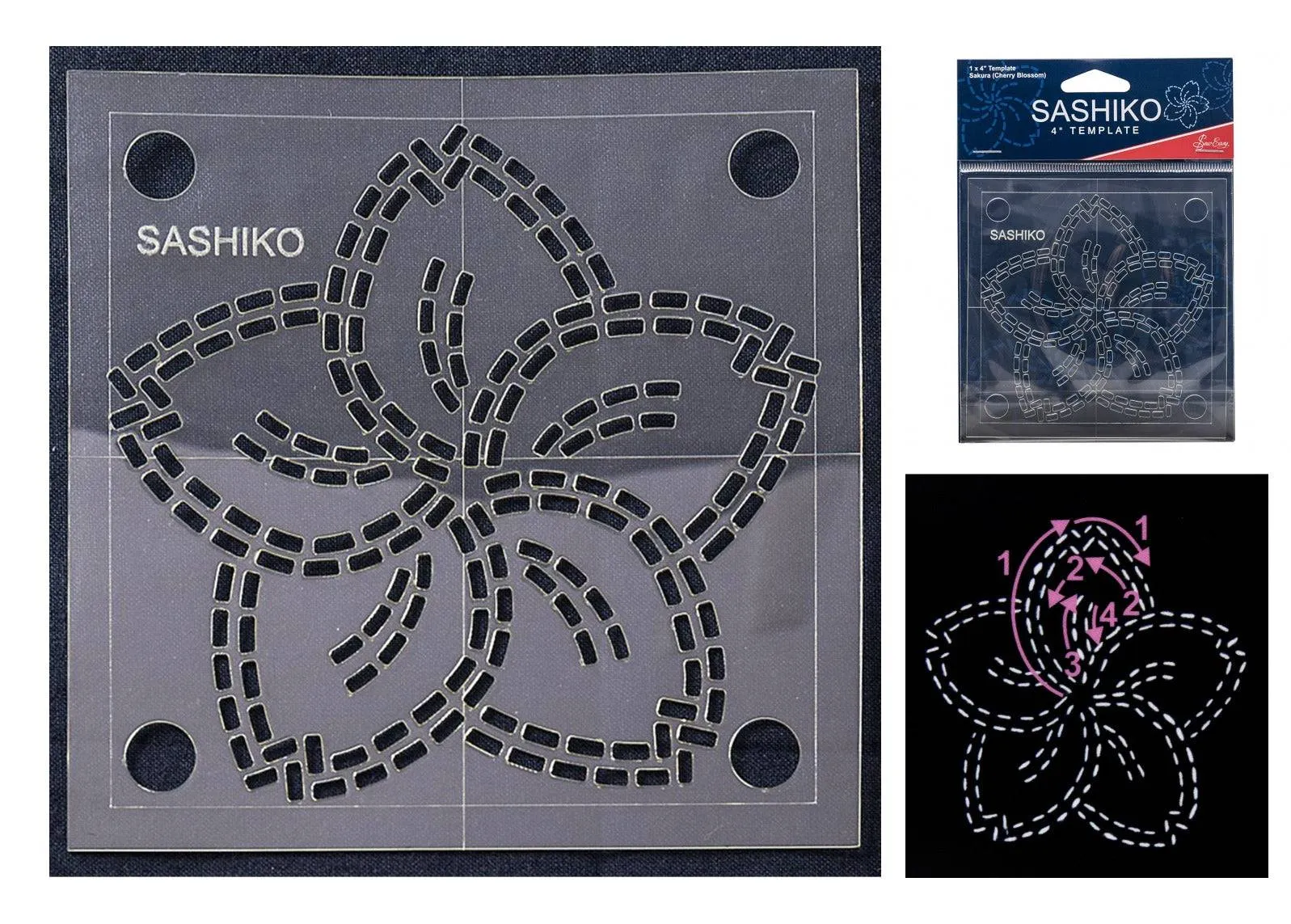 Sashiko Quilting Template: 4" : Sakura (Cherry Blossom)