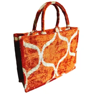 Silk Velvet Ikat Tote Bag Orange