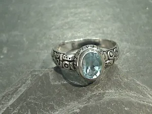 Size 10 Blue Topaz, Sterling Silver Ring