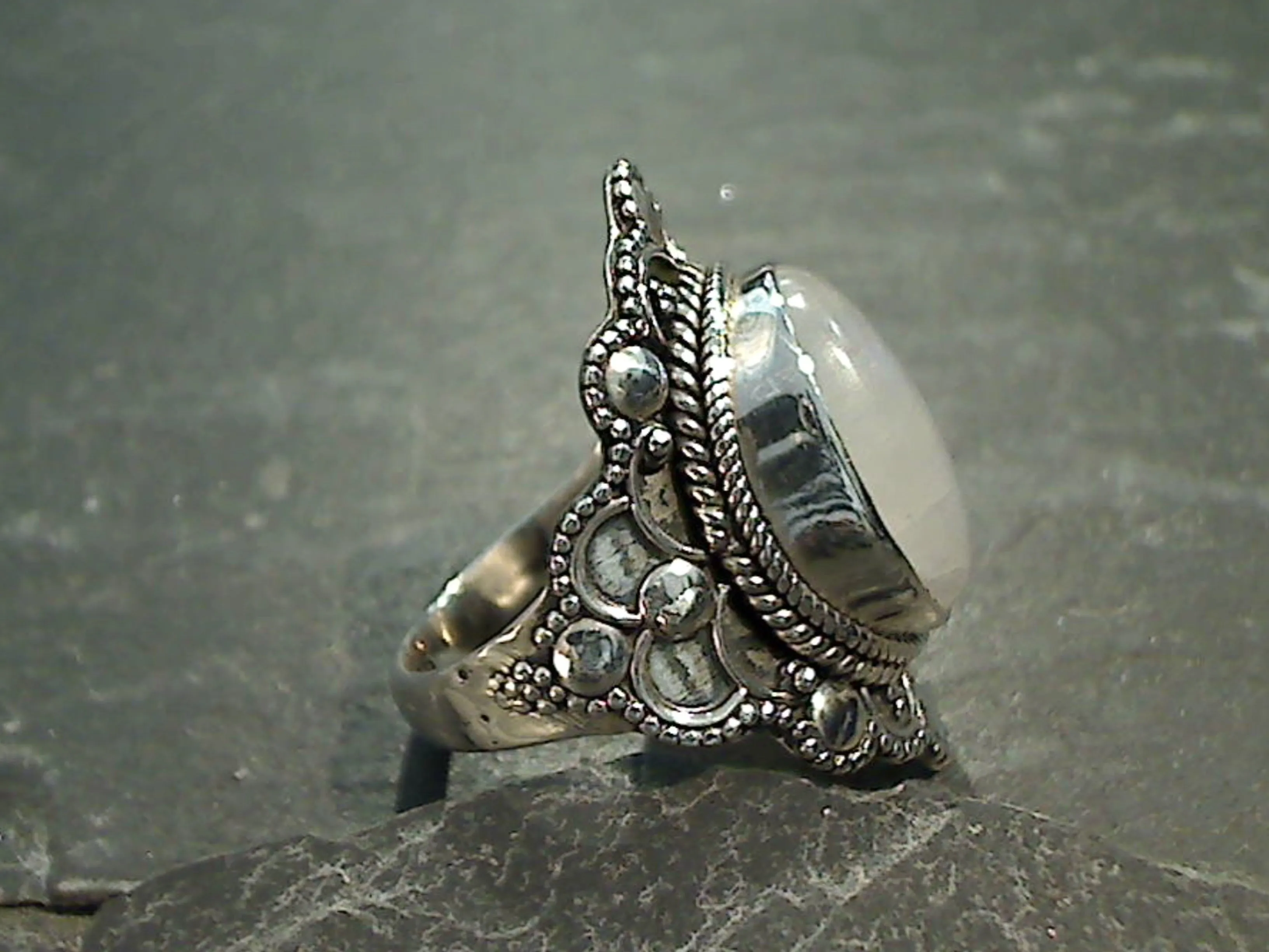 Size 7.5 Moonstone, Sterling Silver Ring