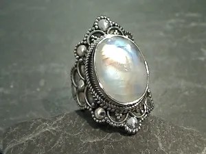 Size 7.5 Moonstone, Sterling Silver Ring