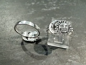 Size 9 Sterling Silver Sun And Moon Ring