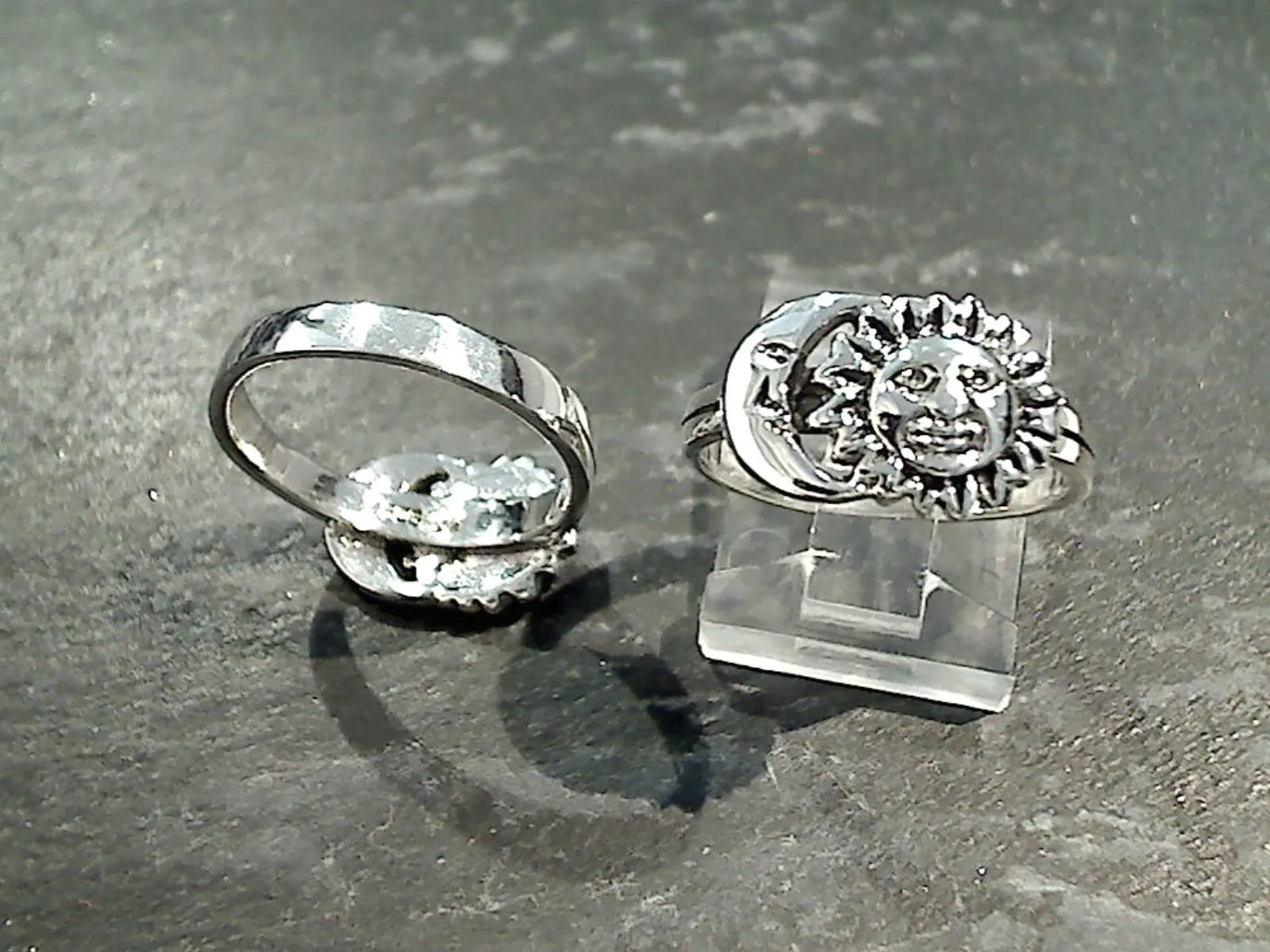 Size 9 Sterling Silver Sun And Moon Ring