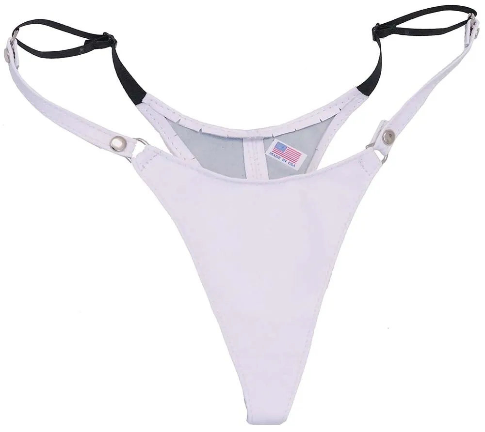 Snap Away White Leather Thong #UGT8093W