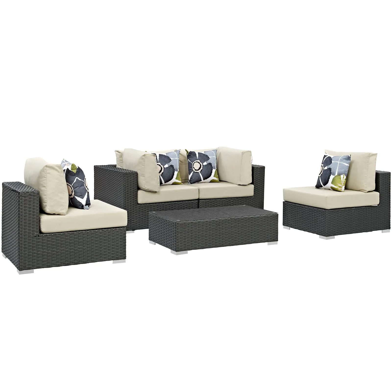 Sojourn 5  Piece Outdoor Patio Sunbrella® Sectional Set