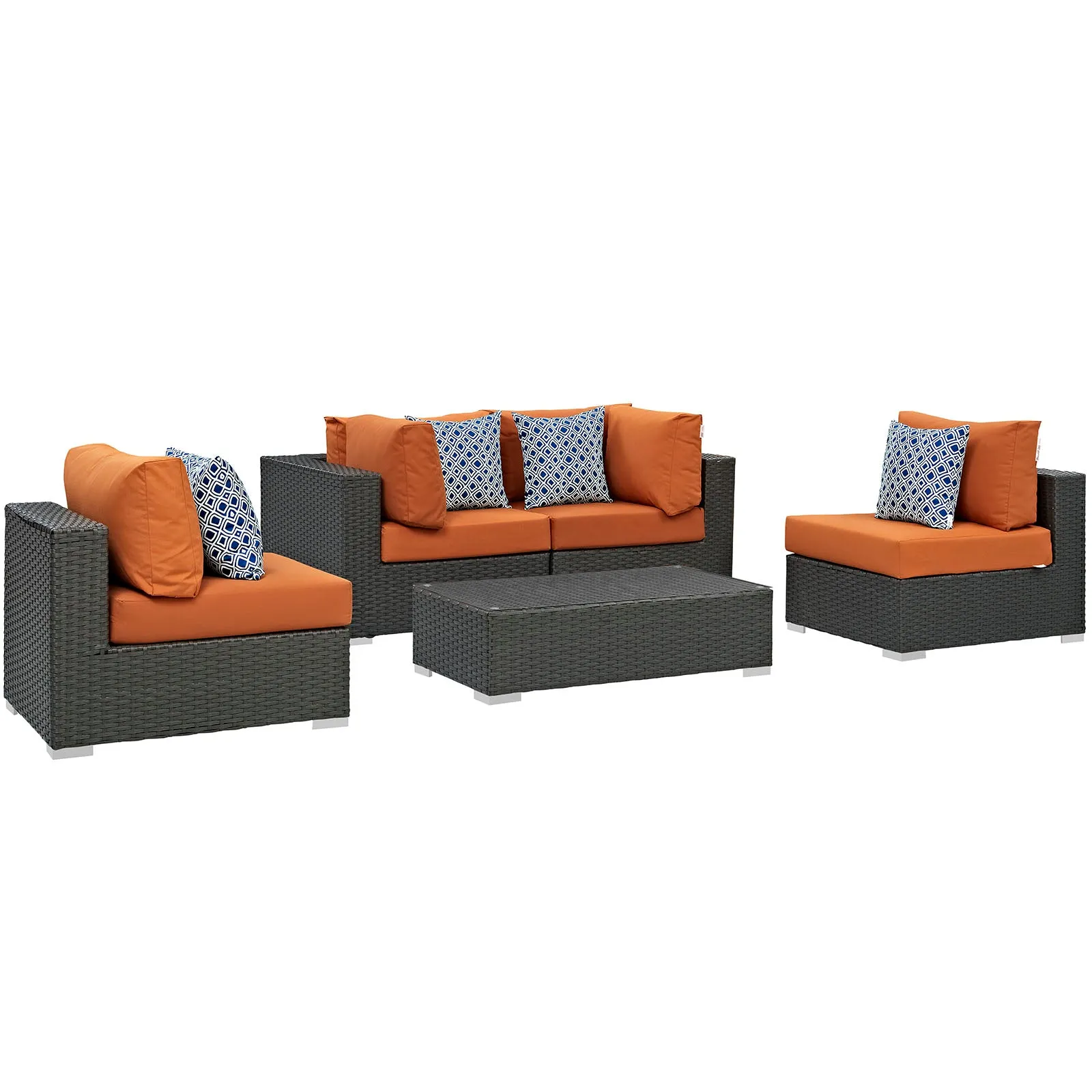 Sojourn 5  Piece Outdoor Patio Sunbrella® Sectional Set