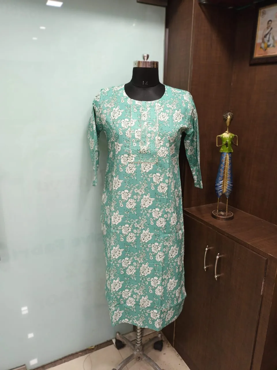 Trendy Cambric Cotton Kurti with Gota Pati on Neck and Sleeves