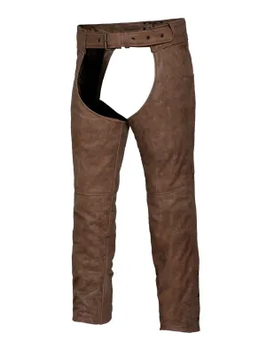 Unisex Arizona Brown Premium Leather Jean Pocket Motorcycle Chaps