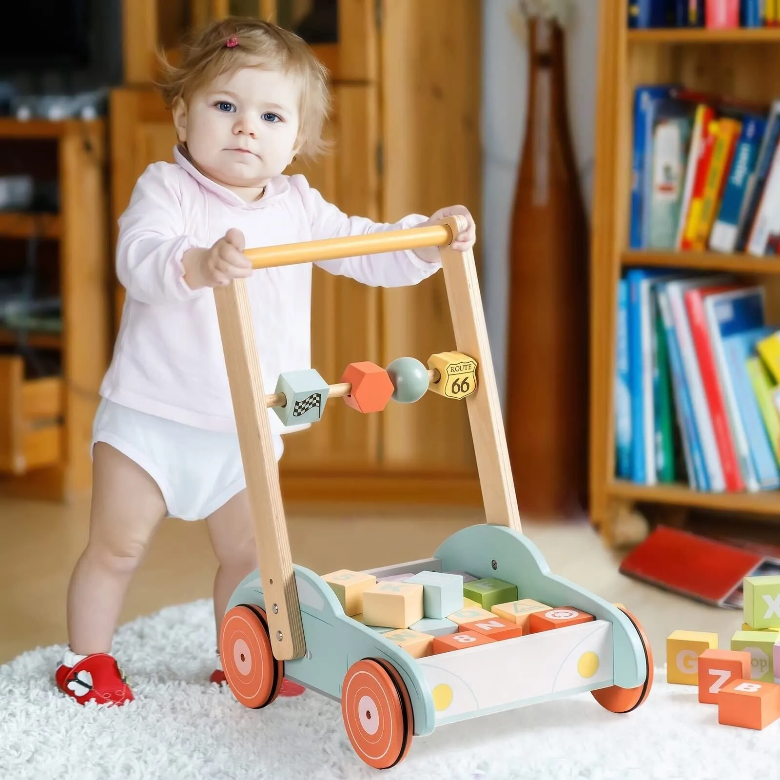 Wooden Baby Walker - Multifunctional Learning Push Toy