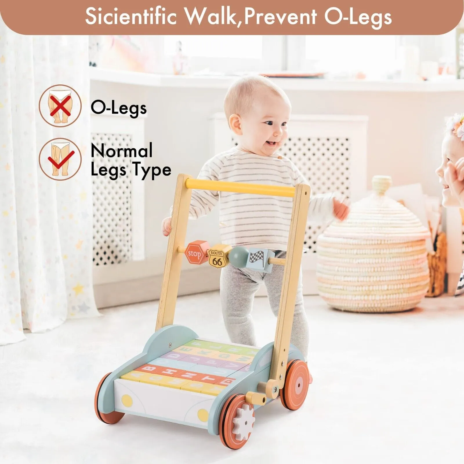 Wooden Baby Walker - Multifunctional Learning Push Toy