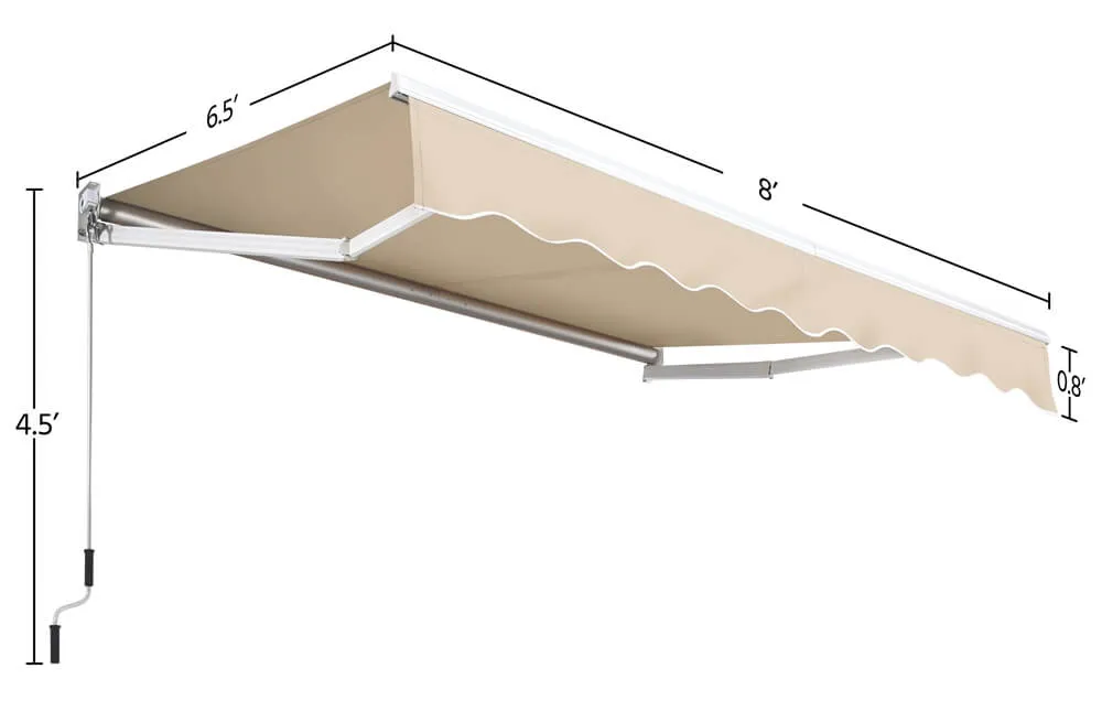 Yaheetech 8 × 6.5 Ft Manual Retractable Patio Awning